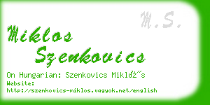 miklos szenkovics business card